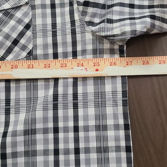 Gioberti Men's Short Sleeve Pearl Snap Shirt Black Gray White Plaid XL - Picture 6 of 7